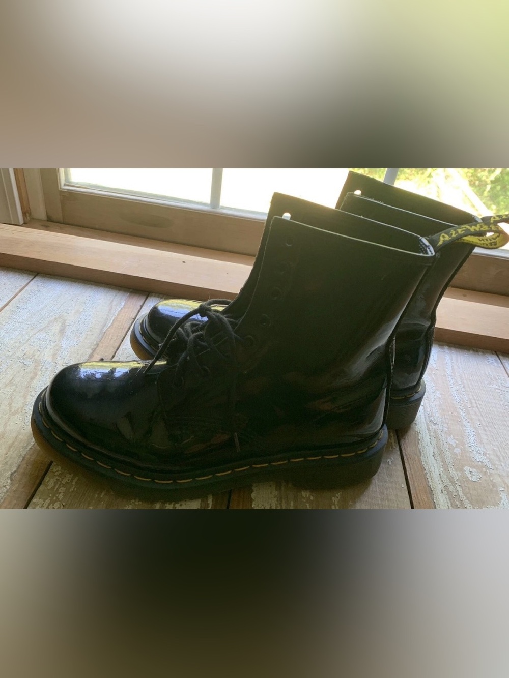 Dr. Martens Black Patent Leather Lace-Up Boots size 38 USA 7